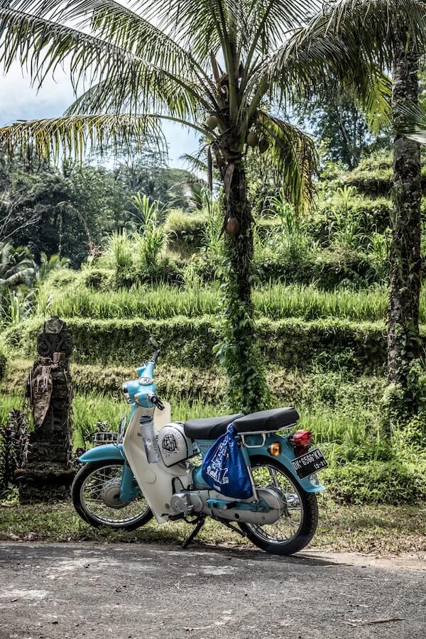 travel to bali - scooter parked on side of road in bali 